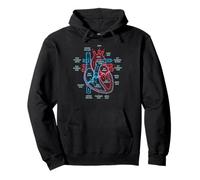 Diagrama de anatomía cardíaca Ciencias del Sistema Cardiovascular Sudadera con Capucha