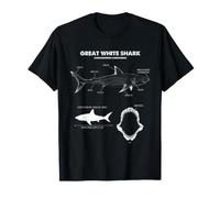 Diagrama de anatomía del Gran tiburón Blanco Ciencia del océano Gráfico Marino Camiseta