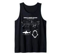 Diagrama de anatomía del Gran tiburón Blanco Ciencia del océano Gráfico Marino Camiseta sin Mangas