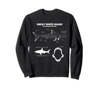 Diagrama de anatomía del Gran tiburón Blanco Ciencia del océano Gráfico Marino Sudadera