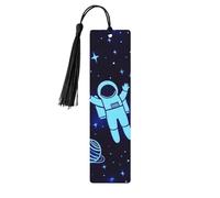 Diagrama de astronautas de estrellas y naves espaciales, marcapáginas de madera impresos de doble cara, 5 piezas, regalos para mujeres para amantes de los libros, accesorios geniales para cuadernos