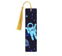 Diagrama de astronautas de estrellas y naves espaciales, marcapáginas de madera impresos de doble cara, 5 piezas, regalos para mujeres para amantes de los libros, accesorios geniales para cuadernos
