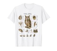 Diagrama de guía de Campo Vintage anatomía búho Arte de la Naturaleza Camiseta