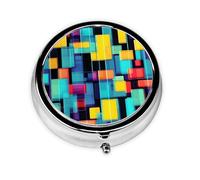 Diagrama geométrico cuadrado de tres compartimentos, caja de medicina pequeña, portátil, puede almacenar vitaminas, aceite de pescado y productos de salud.