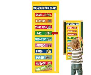 Diagrama visual de rutina - planificador de aprendizaje diario, tarjetas de símbolos de aula, pizarra de pared para profesores con círculo matutino, pizarra educativa, planificador preescolar para