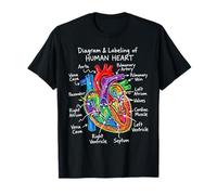 Diagrama y etiquetado de la anatomía del corazón Humano Biología Ciencias Camiseta