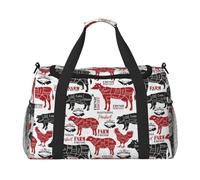 Diagramas de Cortes de Carne en la carnicería,Bolsas Deportivas, Bolsos de Viaje Deportivos Cruzados de Mano, Bolsas de Viaje de Gran Capacidad para Mujeres y Hombres.