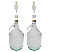 DIAH DO IT AT HOME 2 unidades de 5 litros de vidrio con asas, kit completo de vinificación con tapas de rosca, cerraduras de aire tipo S y tapones de goma, cocheras de 1 galón para sidra, vino y