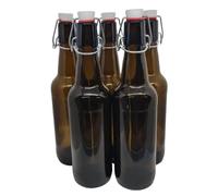 DIAH DO IT AT HOME Botella de cerveza de cristal marrón de 500 ml con tapa abatible de plástico, 10 unidades.