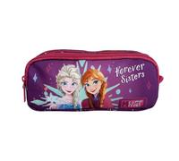 Diakakis Frozen Anna Elsa - Estuche con 2 compartimentos para niños, diseño de personajes de regreso a clases, diseño de Frozen 'Forever Sisters'
