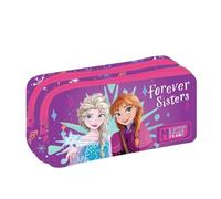 Diakakis Frozen Anna Elsa - Estuche con 2 compartimentos para niños, diseño de personajes de regreso a clases, diseño de Frozen 'Forever Sisters'