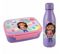 Diakakis Gabby's Dollhouse - Juego de lonchera y botella de agua de aluminio para niños, sin BPA, para niños y niñas, caja de sándwich de 800 ml y botella de bebidas de 500 ml para la escuela, viajes