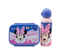 Diakakis Minnie Mouse - Juego de lonchera para niños, caja de sándwich y botella de agua de aluminio, 500 ml, juego de comida para el almuerzo escolar, viajes, sin BPA