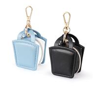 Diakey Paquete de 2 llaveros para anillos de joyería, caja de joyería portátil de viaje, mini caja de anillo de piel sintética para mujer, organizador de aretes, collar para viajes, gimnasio, azul y