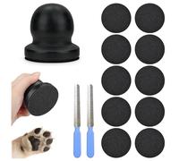 Diakey Tabla rascadora de uñas para perros con 10 discos reemplazables + 2 limas de uñas para perro, mango de madera, almohadilla rascadora de papel de lija de acero inoxidable para un cuidado seguro
