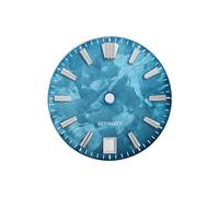 Dial Sakura de 28,5mm, sin Resorte Rosa Lume for Movimiento NH35, Texto GS Mod, Ventana Fecha a Las 6 en Punto, SKX007, 1 ud(Lake Blue,3o Clock no Logo)