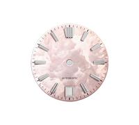 Dial Sakura de 28,5mm, sin Resorte Rosa Lume for Movimiento NH35, Texto GS Mod, Ventana Fecha a Las 6 en Punto, SKX007, 1 ud(Sakura Pink,No Date no Logo)