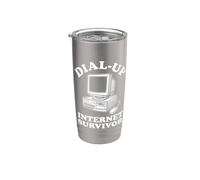 Dial-Up Internet Survivor - Novedad sarcástica divertida Vaso térmico de acero inoxidable de doble pared