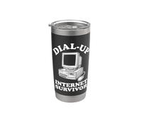 Dial-Up Internet Survivor - Novedad sarcástica divertida Vaso térmico de acero inoxidable de doble pared
