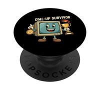 Dial-Up Survivor Retro Computer Internet Nostalgia PopSockets PopGrip Adhesivo