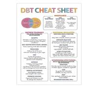 Dialectical Behavior DBT Cheat Sheet Poster Mindfulness Coping Skills Wall-Art For School Counselor Office Classroom Decor(Unframed,16x24inch(40x60cm))