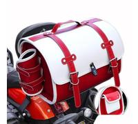 DIALFA Baul Moto para Benelli Caffe Nero 150 2011-2020, Impermeables Alforjas Moto de Cuero Retro PU, Bolsa Herramientas Moto, Motocicleta Multifuncional Baul de Cola,C Red