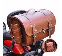 DIALFA Baul Moto para Harley Davidson Softail Slim 2013-2021, Impermeables Alforjas Moto de Cuero Retro PU, Bolsa Herramientas Moto, Motocicleta Multifuncional Baul de Cola,B Brown