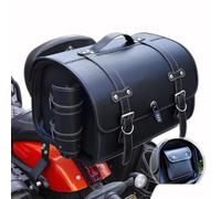 DIALFA Baul Moto para Triumph Speed Twin 900 Street Bike, Impermeables Alforjas Moto de Cuero Retro PU, Bolsa Herramientas Moto, Motocicleta Multifuncional Baul de Cola,A Black