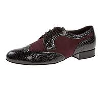 Diamant - Hombres Zapatos de Baile 089-025-202 - Cuero Negro/Ante Bordeaux - Ancho [UK 4,5]