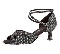 Diamant Mujeres Zapatos de Baile 141-077-183 - Textil Negro-Holograma en Plata - 5 cm Flare [UK 4,5]