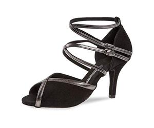 Diamant Mujeres Zapatos de Baile 178-058-501 - Ante Negro/Sintético Bronce - 7,5 cm Stiletto [UK 4]