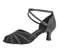 Diamant Mujeres Zapatos de Baile Latino 020-077-183 - Tejido/Mesh Negro/Holograma - 5 cm Flare [UK 9,5]