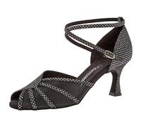 Diamant Mujeres Zapatos de Baile Latino 020-087-183 - Tejido/Mesh Negro/Holograma - 6,5 cm Flare [UK 3,5]