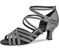 Diamant Mujeres Zapatos de Baile Latino 108-036-519 - Brocado Negro-Plateado - 5 cm Latino [UK 8,5]