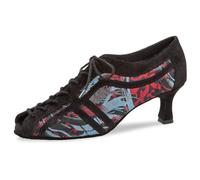 Diamant Zapatillas de Danza para Mujer 207-077-646 - Ante y Malla Negro/Multicolor, tacón de Bloque de 3,7 cm, Fabricado en Alemania, Negro Multicolor, 36 EU