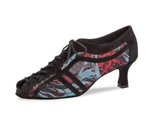 Diamant Zapatillas de Danza para Mujer 207-077-646 - Ante y Malla Negro/Multicolor, tacón de Bloque de 3,7 cm, Fabricado en Alemania, Negro Multicolor, 36 EU