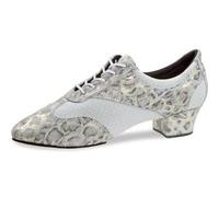 Diamant Zapatillas de Entrenamiento para Mujer 188-134-607 - Ante y Malla Leopardo Blanco/Plata - Suela VarioSin Hybrid Dividida - Ancho Normal - tacón de Bloque de 3,7 cm - Fabricado en Alemania,
