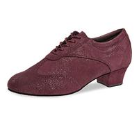 Diamant Zapatos de Baile para Mujer 183-034-567-A - Ante Burdeos Brillo - 3,7 cm Cubana - Edición Especial - Talla: UK 6,5