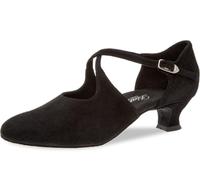 Diamant Zapatos de Baile para señoras 052-112-001 - Ante Negro - Extra Ancho - 4,2 cm Spanish - Suela de Cuero Rugoso - Talla: UK 4,5