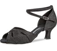 Diamant - Zapatos de Baile para señoras 141-077-084 - Ante Negro Brillo - 5 cm Latino - Talla: UK 5