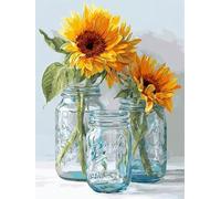 Diamante Adultos Kits Arte, Amarillo floral Kits de Pintura Diamante 5D Niños Principiantes, Bricolaje Redondo Completo Perforador Cristal Arte Cruz Costura, Decor Pared Hogar 40 x 50cm F-325