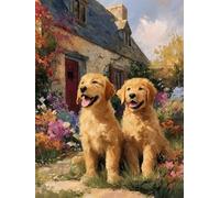 Diamante Adultos Kits Arte, Amigos perros Kits de Pintura Diamante 5D Niños Principiantes, Bricolaje Redondo Completo Perforador Cristal Arte Cruz Costura, Decor Pared Hogar 80 x 110cm F-211