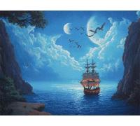 Diamante Adultos Kits Arte, Animales de barco Kits de Pintura Diamante 5D Niños Principiantes, DIY Redondo Completo Perforador Cristal Arte Cruz Costura Artesanías, Decor Pared Hogar 70 x 90cm F-109