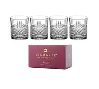 DIAMANTE Ava Collection - Juego de 4 vasos de cristal para whisky, colección Ava, caja de regalo