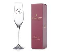 DIAMANTE Copa de champán Swarovski para cumpleaños 60 - Copa de champán de cristal único con 60 cristales de Swarovski en relieve y en caja de regalo