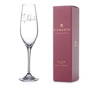 DIAMANTE Copa de champán Swarovski Prosecco con eslogan "Celebrate", adornada con cristales de Swarovski, flauta individual en caja de regalo