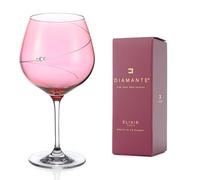 DIAMANTE Copa de ginebra rosa individual con diseño de silueta rosa, cristal de color rosa con cristales, día de San Valentín, día de la madre, Navidad, en caja de regalo individual