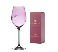DIAMANTE Copa de vino rosa con diseño de silueta rosa, cristales de colores y caja de presentación para el día de la madre, aniversario en caja de regalo de elixir