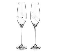 DIAMANTE Copas de champán de cristal Swarovski Prosecco para él y para ella, juego de 2 (copas de champán de 210 ml)