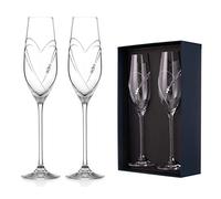 DIAMANTE Copas de Champán Swarovski Prosecco Pareja de Diseño 'Hearts' con Cristales Swarovski